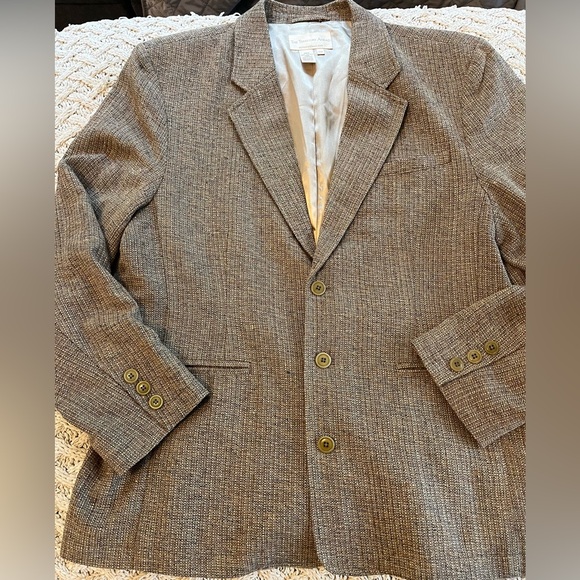 The Territory Ahead Silk Blazer Jacket Basketweave Tan Texture Sports Coat 44S - Picture 9 of 14